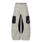 Color - Blocking Pocket Design Loose Straight Leg Wide Leg Versatile Floor - Length Trousers - UrbanNest Co