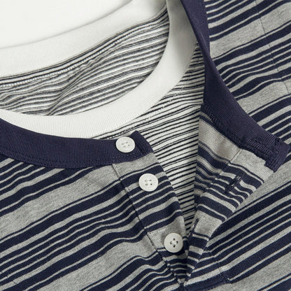 Splicing fake two striped short sleeves - UrbanNest Co