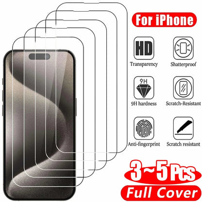 Clear Glass Film For iPhone 17 16 15 Pro Max Screen Protector For iPhone 11 12 13 14 15 Pro Tempered Glass iPhone13 Mini 16 Plus - UrbanNest Co