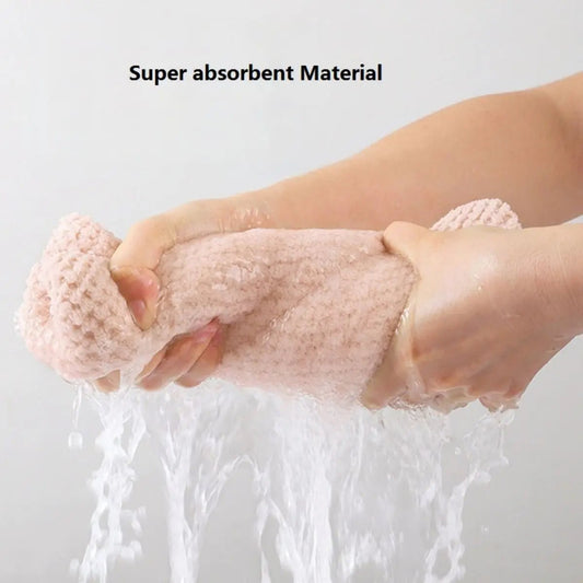 Solid color hair towel Textured dry hair cap 9.8 "X 25.5" absorbent hair towel wrap for button - down women - UrbanNest Co