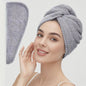 Solid color hair towel Textured dry hair cap 9.8 "X 25.5" absorbent hair towel wrap for button - down women - UrbanNest Co