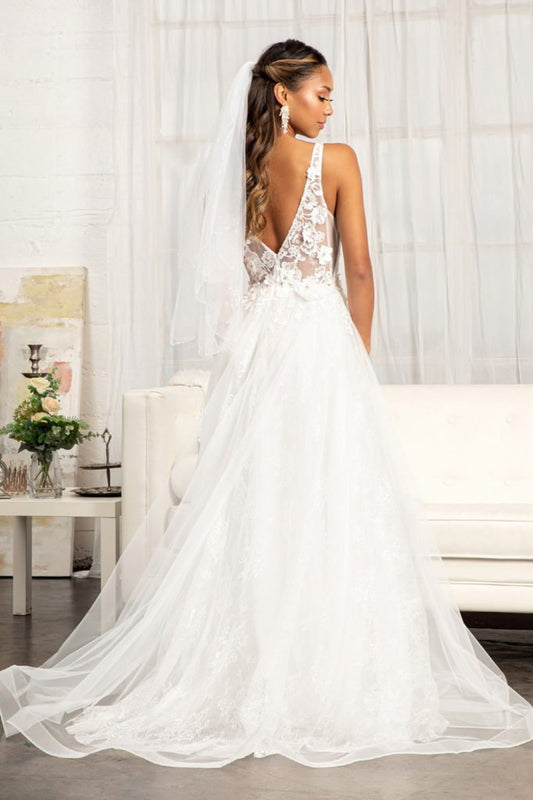3 - D Flower Embroidered Mesh A - line Dress w/ Rhinestone and Jewel Embellished - UrbanNest Co