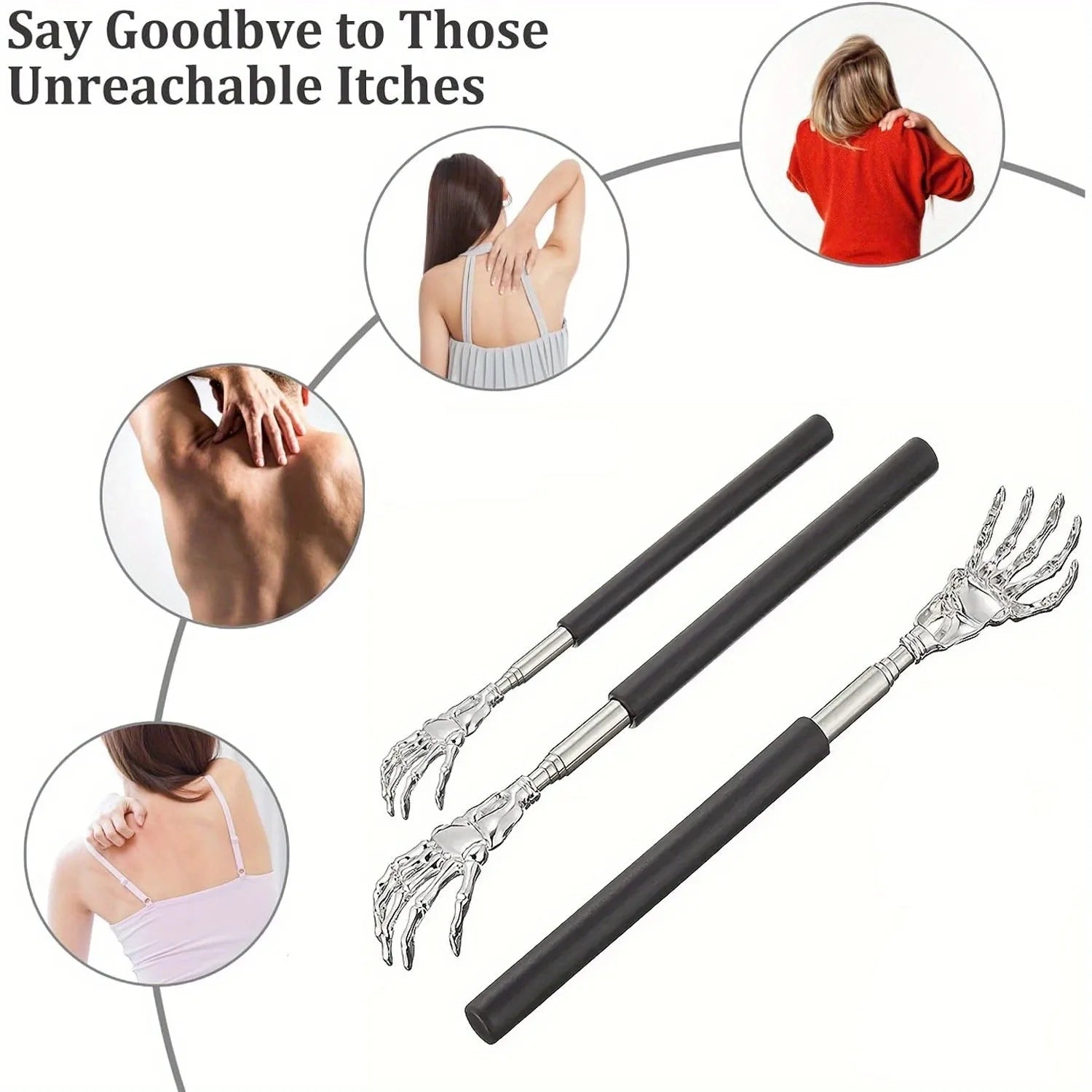 Portable Extendable Back Scratcher Stainless Steel Telescoping Back Scratcher for Both Human and Pets Extendable Back Massager - UrbanNest Co