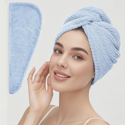 Solid color hair towel Textured dry hair cap 9.8 "X 25.5" absorbent hair towel wrap for button - down women - UrbanNest Co