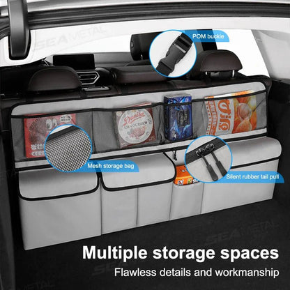 9 - Pocket Car Seat Back Organizer Wear - Resistant Oxford Cloth Gray - UrbanNest Co