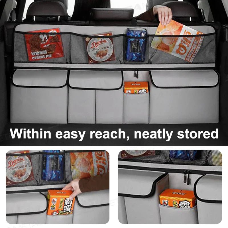 9 - Pocket Car Seat Back Organizer Wear - Resistant Oxford Cloth Gray - UrbanNest Co