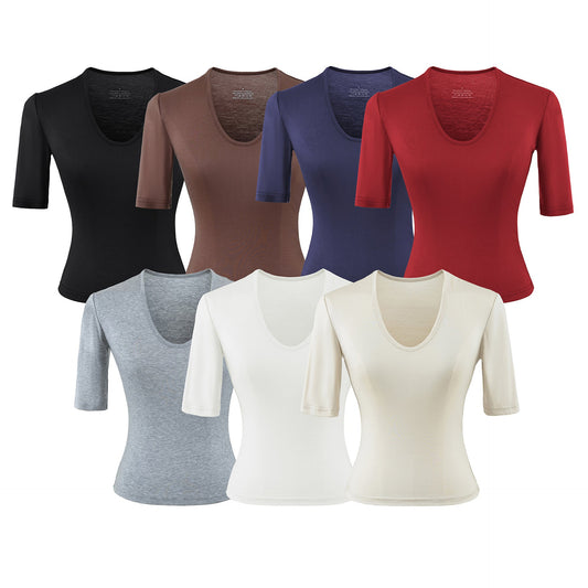 U - neck mid sleeve T-shirt for women - UrbanNest Co