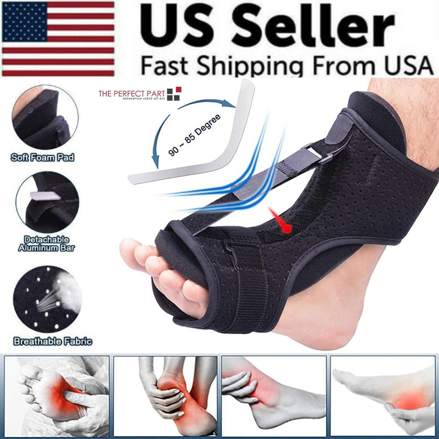 Plantar Fasciitis Night Splint Adjustable Foot Drop Ankle Brace - UrbanNest Co