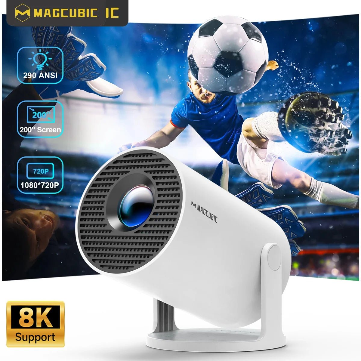 Magcubic Projector HY300 PRO 8K Android 14 Dual Wifi6 290ANSI Allwinner H726 BT5.4 1080P 1280*720P Home Cinema Outdoor Projetor - UrbanNest Co