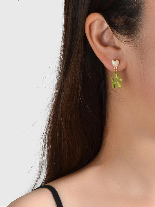 Lovely Jewellery Heart Green Dog Dangle Earrings Wholesale Price Cartoons Gift - UrbanNest Co
