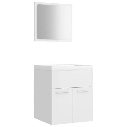 NNEVL Bathroom Furniture Set High Gloss White Chipboard - UrbanNest Co