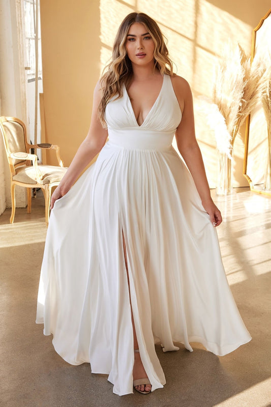 Plus Size Classic Soft Satin A - Line Dress - UrbanNest Co