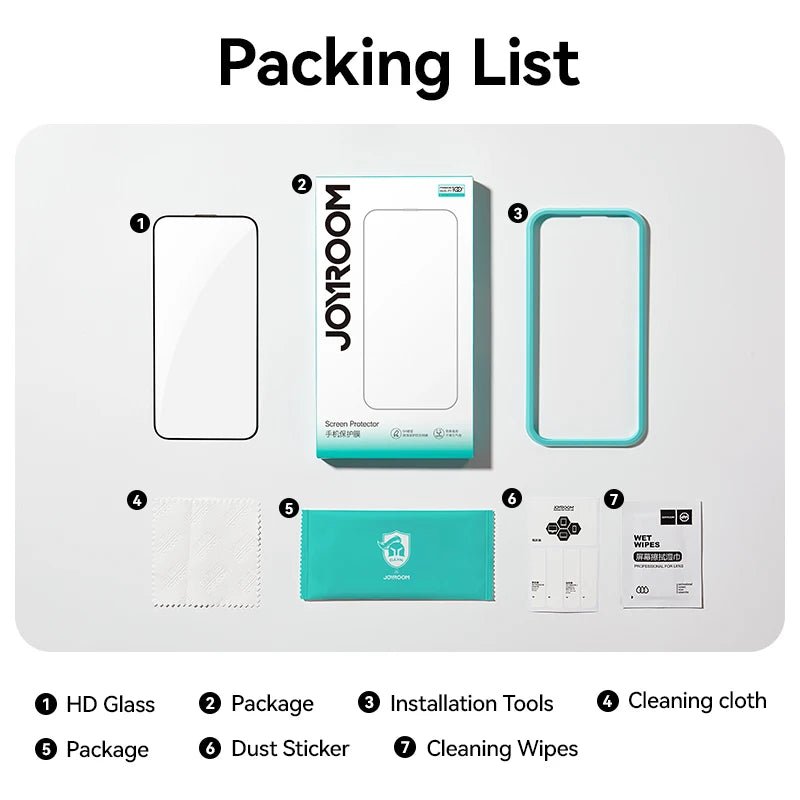 Joyroom 1/2/3pcs HD Glass Screen Protector for iPhone 16 15 14 13 12 11 Pro Max Full Screen Tempered Glass Protection for iPhone - UrbanNest Co