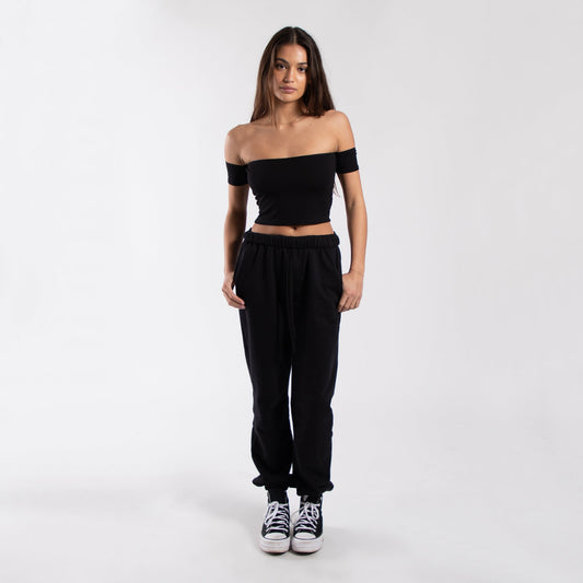 0891 - Women's Off Shoulder Cropped Tee - UrbanNest Co