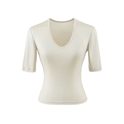U - neck mid sleeve T-shirt for women - UrbanNest Co