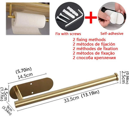Kitchen Paper Towel Holder Adhesive Tissue Hanger Toilet Roll Paper Dispenser Cabinet Storage Napkin Rack Bathroom Accessories - UrbanNest Co