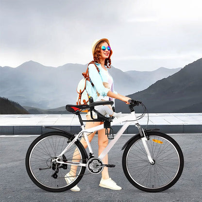 Heavy Duty Front Bicycle Child Seat - Supports 35kg - Adjustable Kids Bike Seat with 3 - Point Safety Belt & Non - Slip Pedals - UrbanNest Co