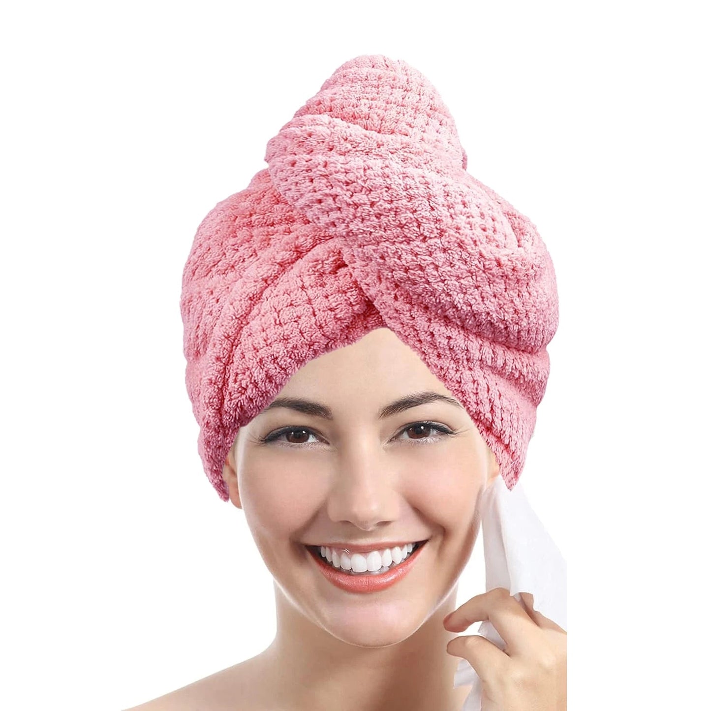 Solid color hair towel Textured dry hair cap 9.8 "X 25.5" absorbent hair towel wrap for button - down women - UrbanNest Co