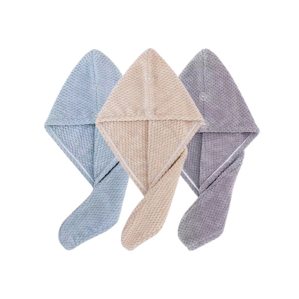 Solid color hair towel Textured dry hair cap 9.8 "X 25.5" absorbent hair towel wrap for button - down women - UrbanNest Co