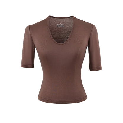 U - neck mid sleeve T-shirt for women - UrbanNest Co