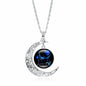 Zodiac Time Gem Luminous Necklace for Women, Simple Silver Moon Pendant Choker - UrbanNest Co