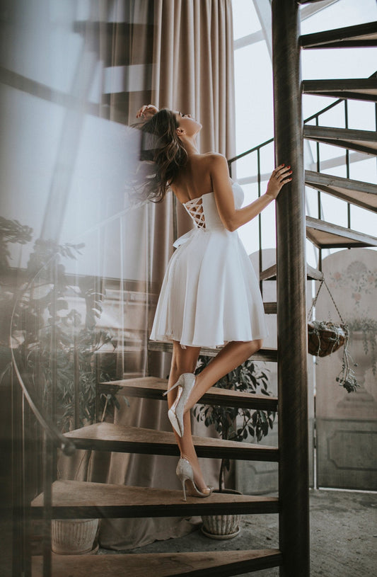 Short Wedding Reception Dress | Handmade Bridal Second Look | GLOWSYOU - UrbanNest Co