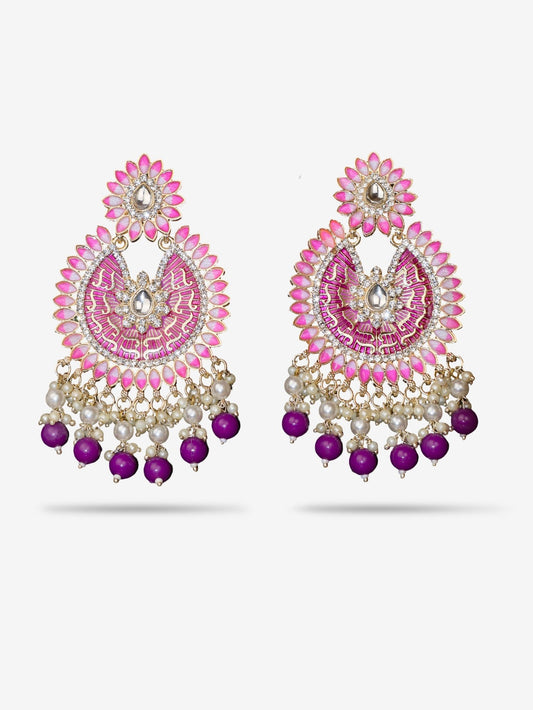 Delicate Pearl & Rhinestone Chandelier Earrings for Women by Shreekama - UrbanNest Co