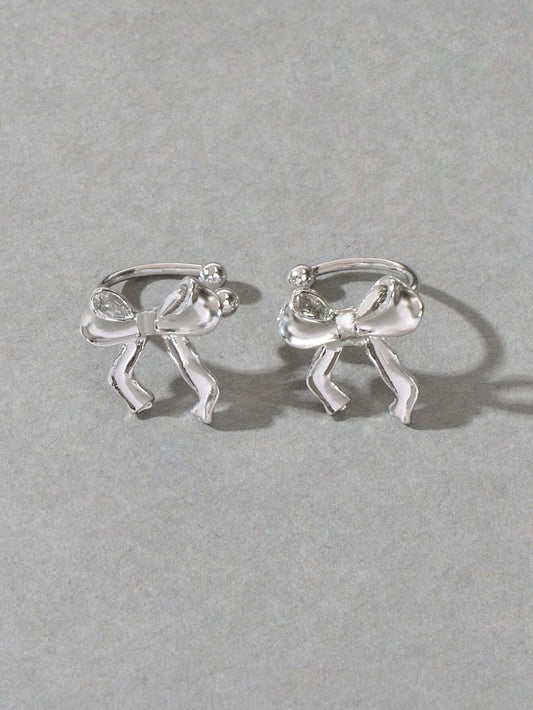 Cartilage Jewelry Clip on Design Silver Bowknot Ear Cuff Women Girls Earrings - UrbanNest Co