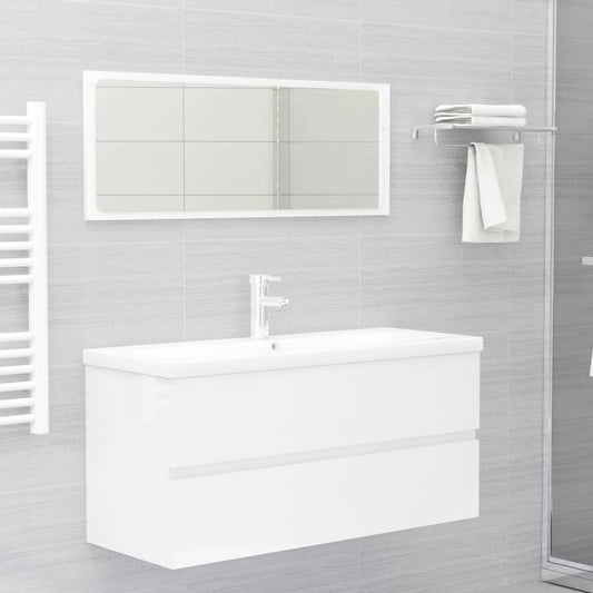 NNEVL 2 Piece Bathroom Furniture Set High Gloss White Chipboard - UrbanNest Co