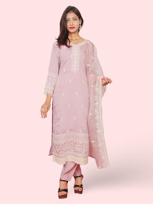 Women's Cotton - Silk Straight Suit with Dupatta - UrbanNest Co