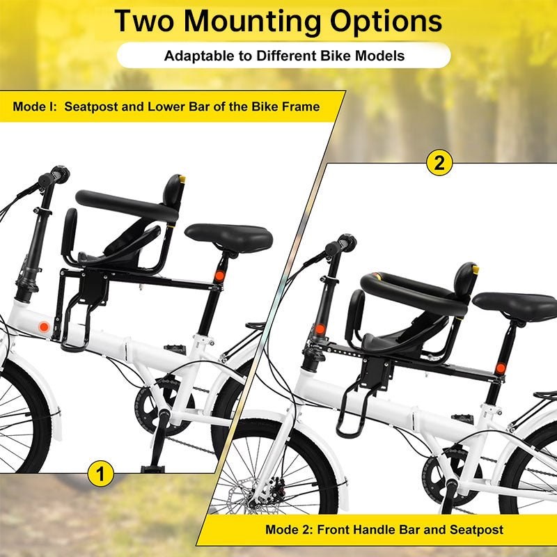 Heavy Duty Front Bicycle Child Seat - Supports 35kg - Adjustable Kids Bike Seat with 3 - Point Safety Belt & Non - Slip Pedals - UrbanNest Co