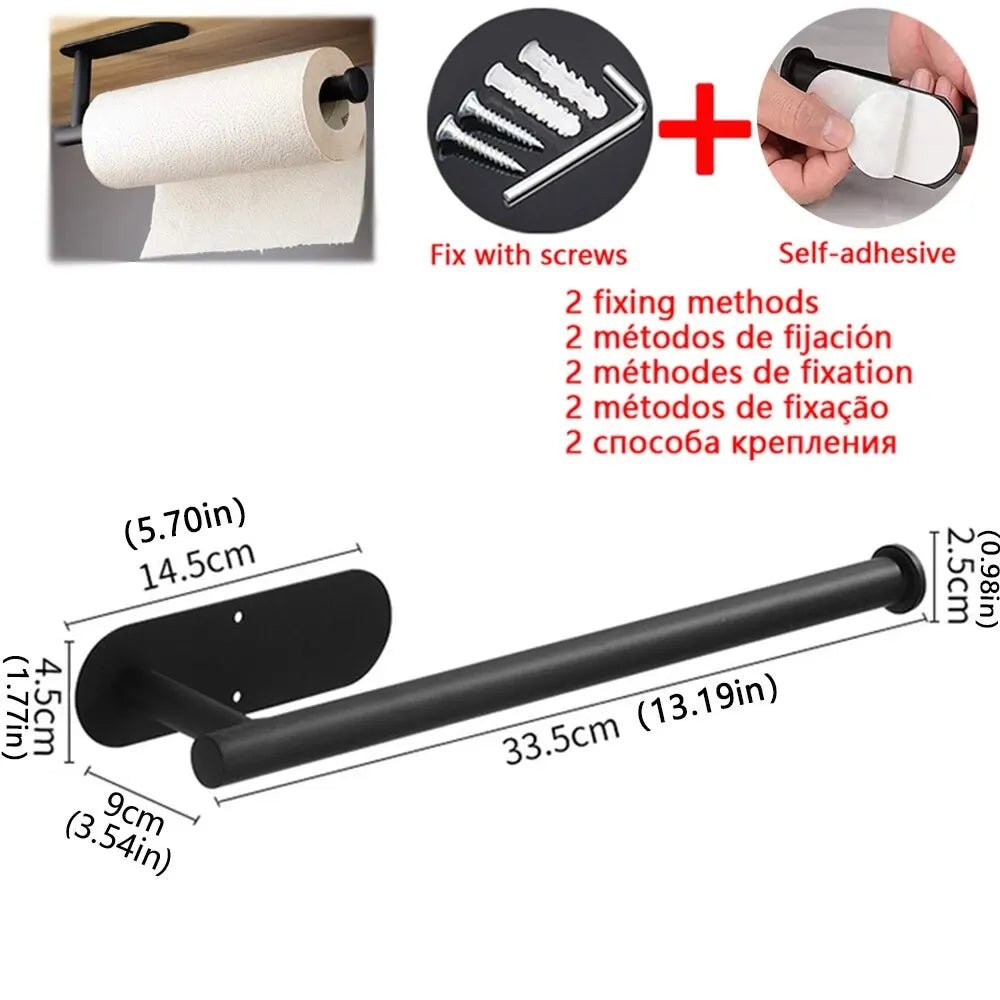 Kitchen Paper Towel Holder Adhesive Tissue Hanger Toilet Roll Paper Dispenser Cabinet Storage Napkin Rack Bathroom Accessories - UrbanNest Co