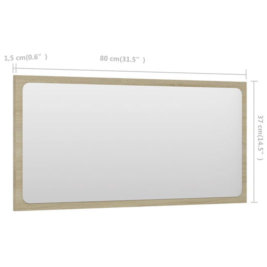 NNEVL Bathroom Mirror Sonoma Oak 80x1.5x37 cm Chipboard - UrbanNest Co