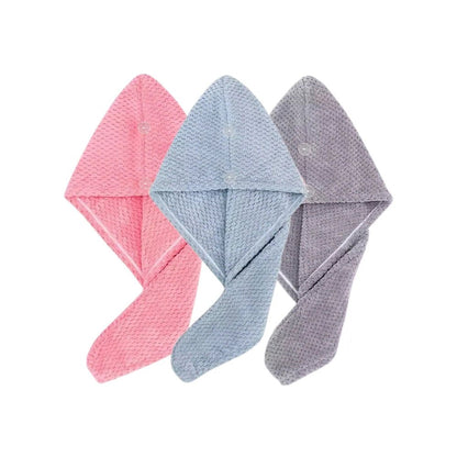 Solid color hair towel Textured dry hair cap 9.8 "X 25.5" absorbent hair towel wrap for button - down women - UrbanNest Co