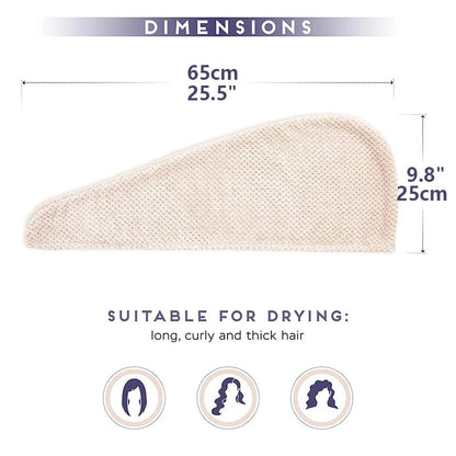 Solid color hair towel Textured dry hair cap 9.8 "X 25.5" absorbent hair towel wrap for button - down women - UrbanNest Co