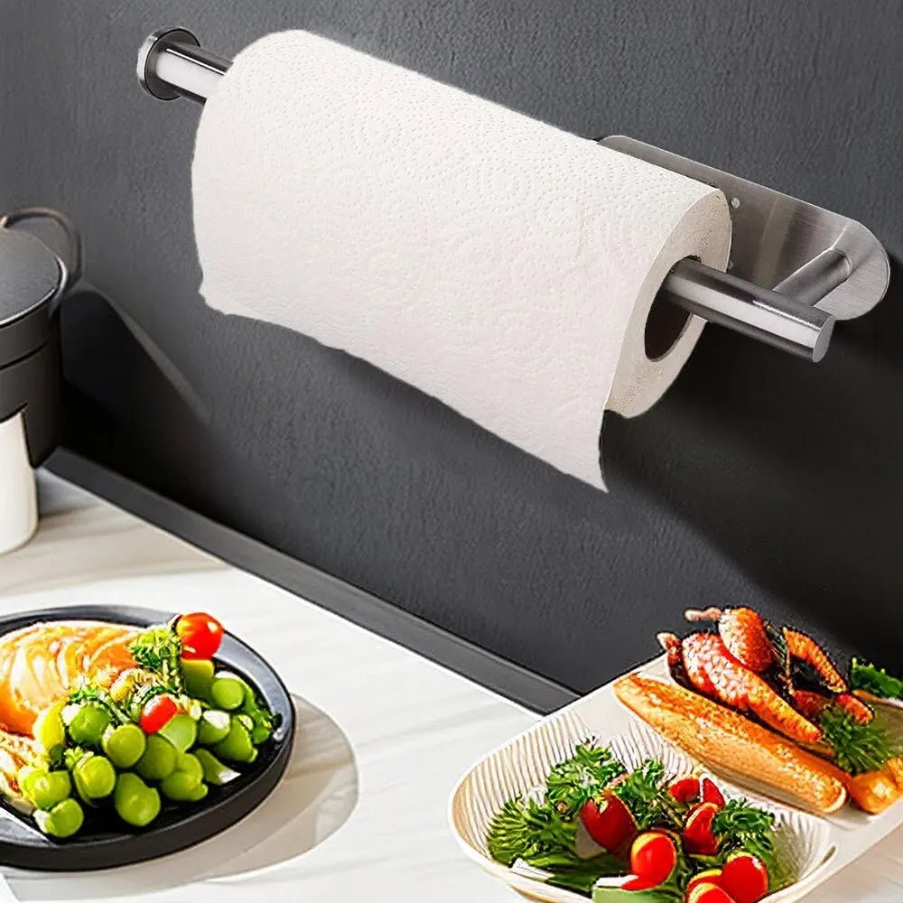 Kitchen Paper Towel Holder Adhesive Tissue Hanger Toilet Roll Paper Dispenser Cabinet Storage Napkin Rack Bathroom Accessories - UrbanNest Co