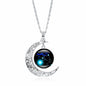Zodiac Time Gem Luminous Necklace for Women, Simple Silver Moon Pendant Choker - UrbanNest Co