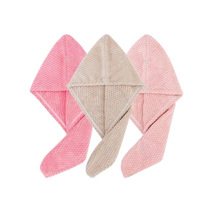 Solid color hair towel Textured dry hair cap 9.8 "X 25.5" absorbent hair towel wrap for button - down women - UrbanNest Co