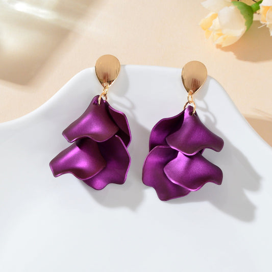 1pair Elegant Flower Petal Dangle Earrings for Women Daily Dating Party Jewelry - UrbanNest Co