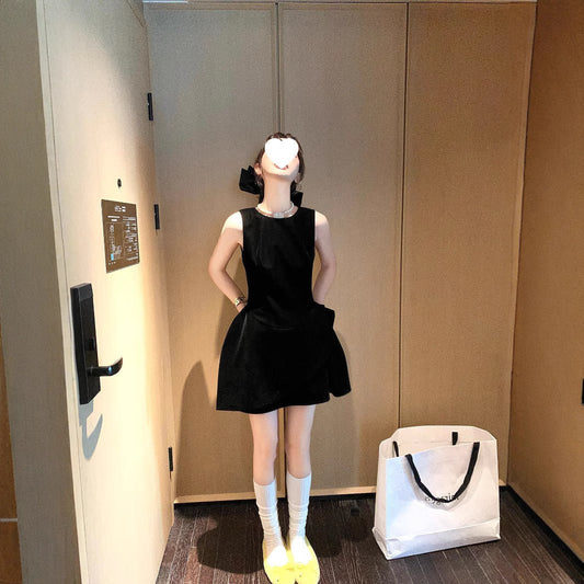 Fashionable Velvet 3D Embellished Holiday Sleeveless Dress - UrbanNest Co