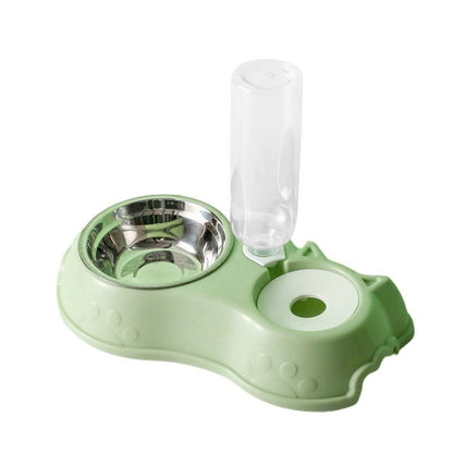 500ML Dog Bowl Cat Feeder Bowl With Dog Water Bottle Automatic Drinking Pet Bowl Cat Food Bowl Pet Stainless Steel Double 3 Bowl - UrbanNest Co