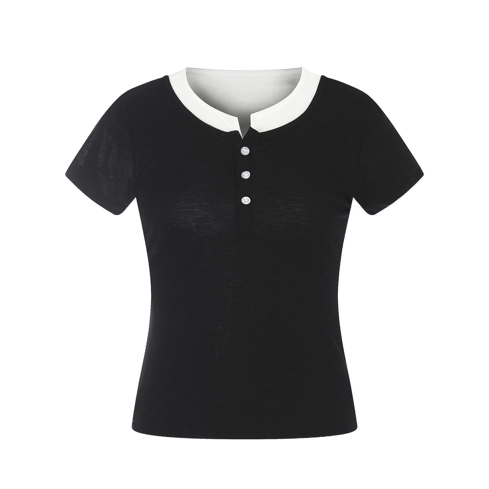 Two - Piece T-Shirt Slim Fit with Button Design Versatile and Professional Style Top - UrbanNest Co