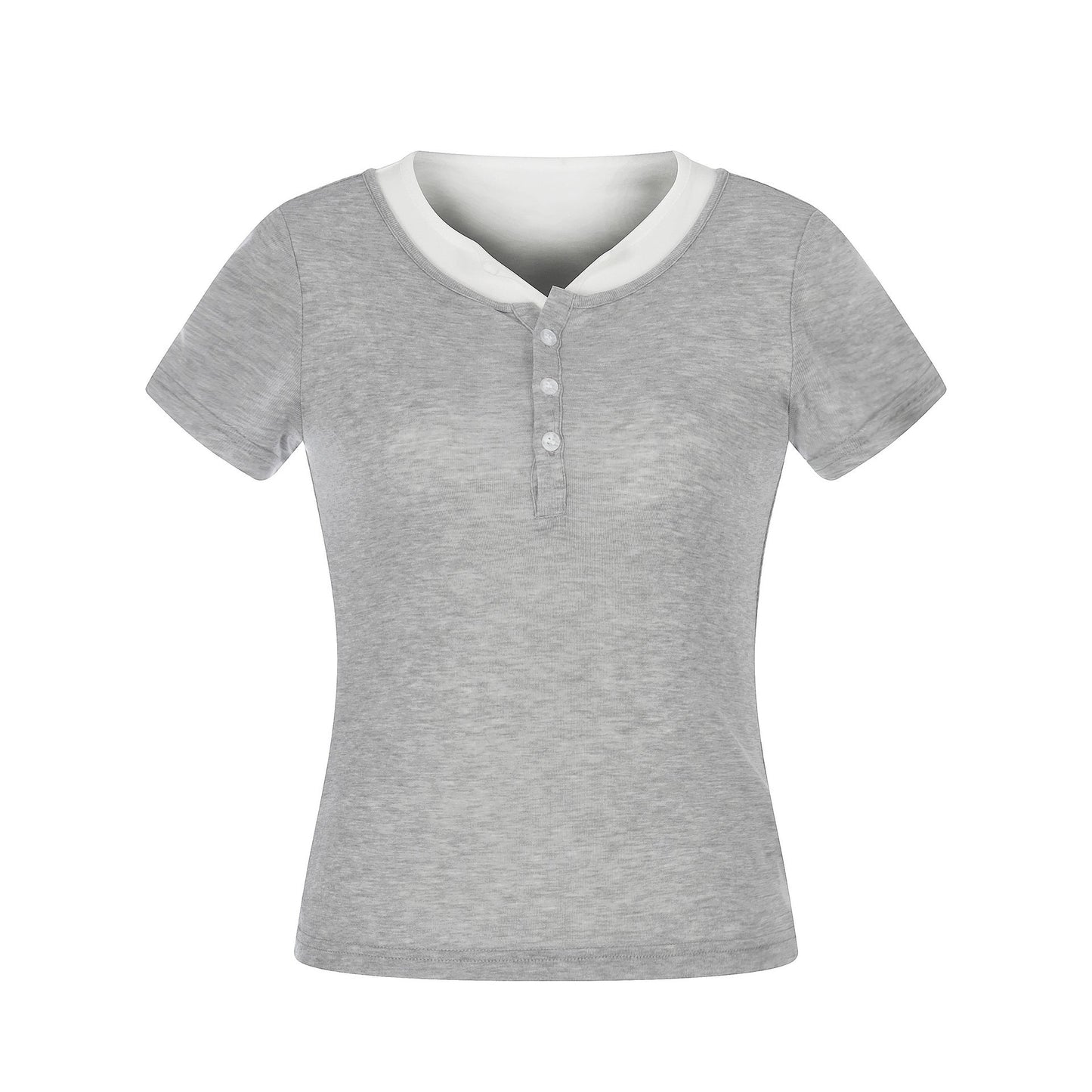 Two - Piece T-Shirt Slim Fit with Button Design Versatile and Professional Style Top - UrbanNest Co
