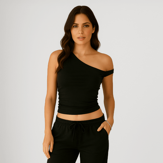0896 - Women's One Shoulder Asymmetrical Tank - UrbanNest Co