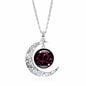Zodiac Time Gem Luminous Necklace for Women, Simple Silver Moon Pendant Choker - UrbanNest Co