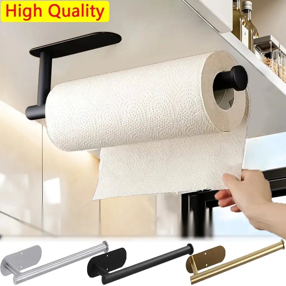Kitchen Paper Towel Holder Adhesive Tissue Hanger Toilet Roll Paper Dispenser Cabinet Storage Napkin Rack Bathroom Accessories - UrbanNest Co