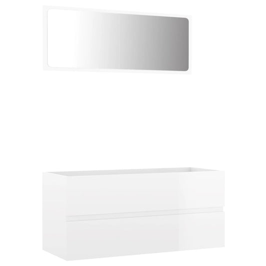 NNEVL 2 Piece Bathroom Furniture Set High Gloss White Chipboard - UrbanNest Co