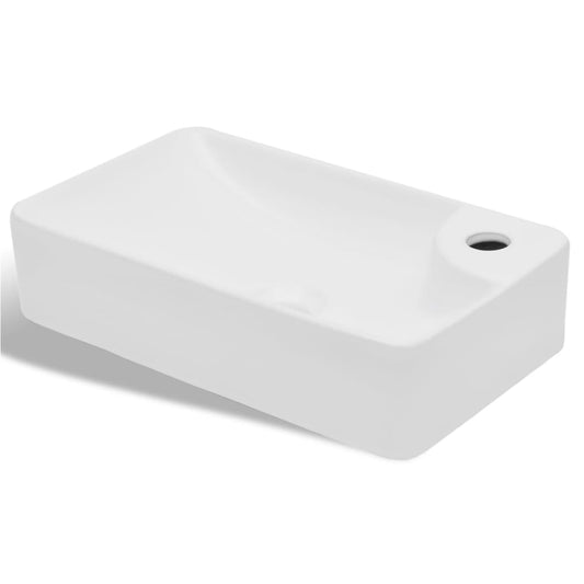 NNEVL Ceramic Bathroom Sink Basin with Faucet Hole White - UrbanNest Co