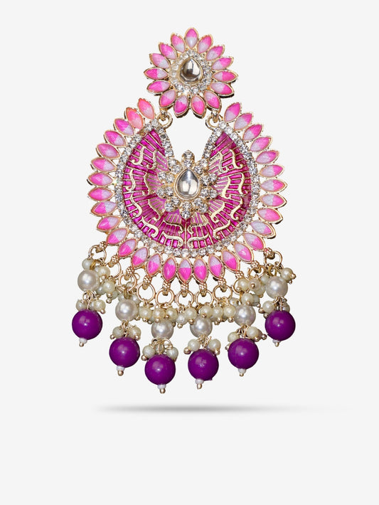Delicate Pearl & Rhinestone Chandelier Earrings for Women by Shreekama - UrbanNest Co
