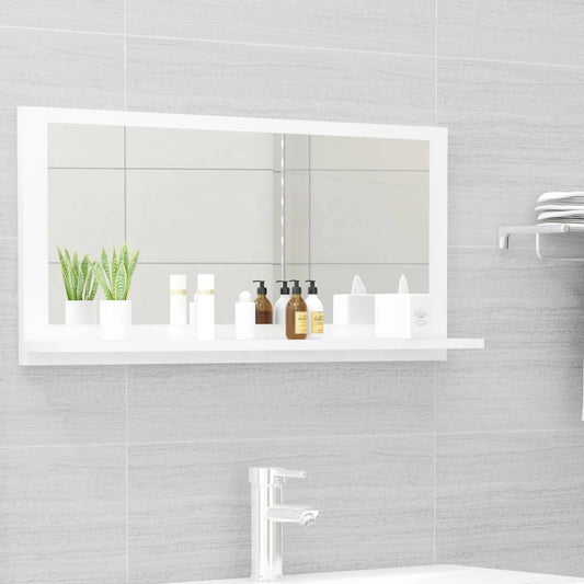 NNEVL Bathroom Mirror High Gloss White 80x10.5x37cm Chipboard - UrbanNest Co